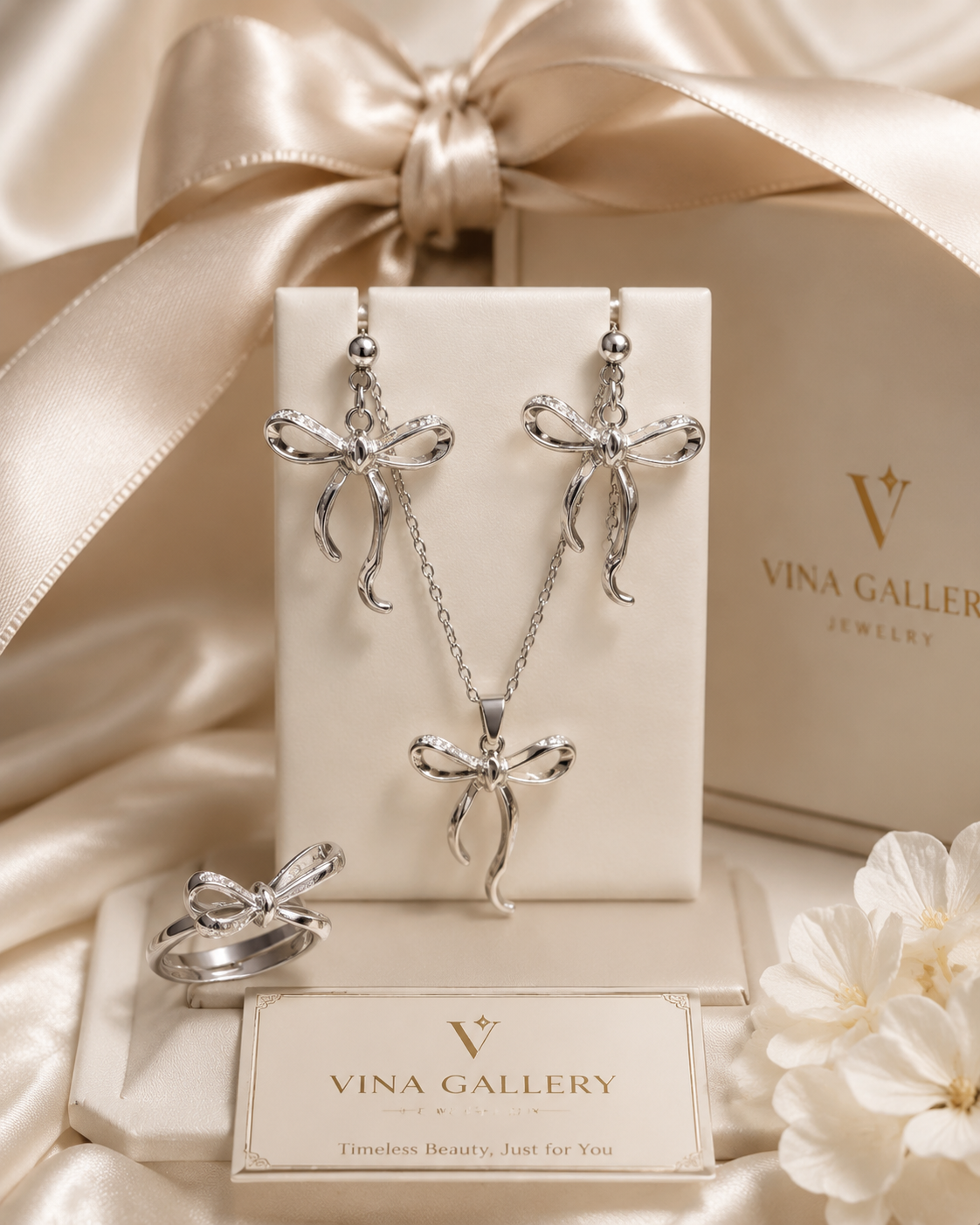 نیم ست استیل پاپیون با انگشتر | رنگ ثابت و ضد حساسیت